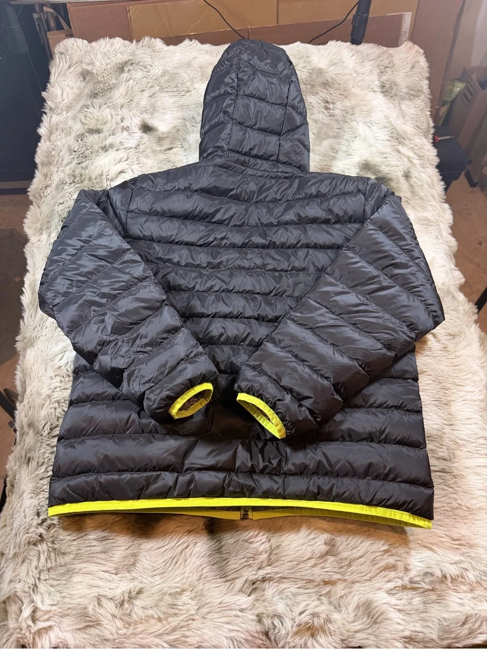 Eddie Bauer Kids L (14/16) Reversible Hooded Puffer Jacket - Black, Gray, & Neon